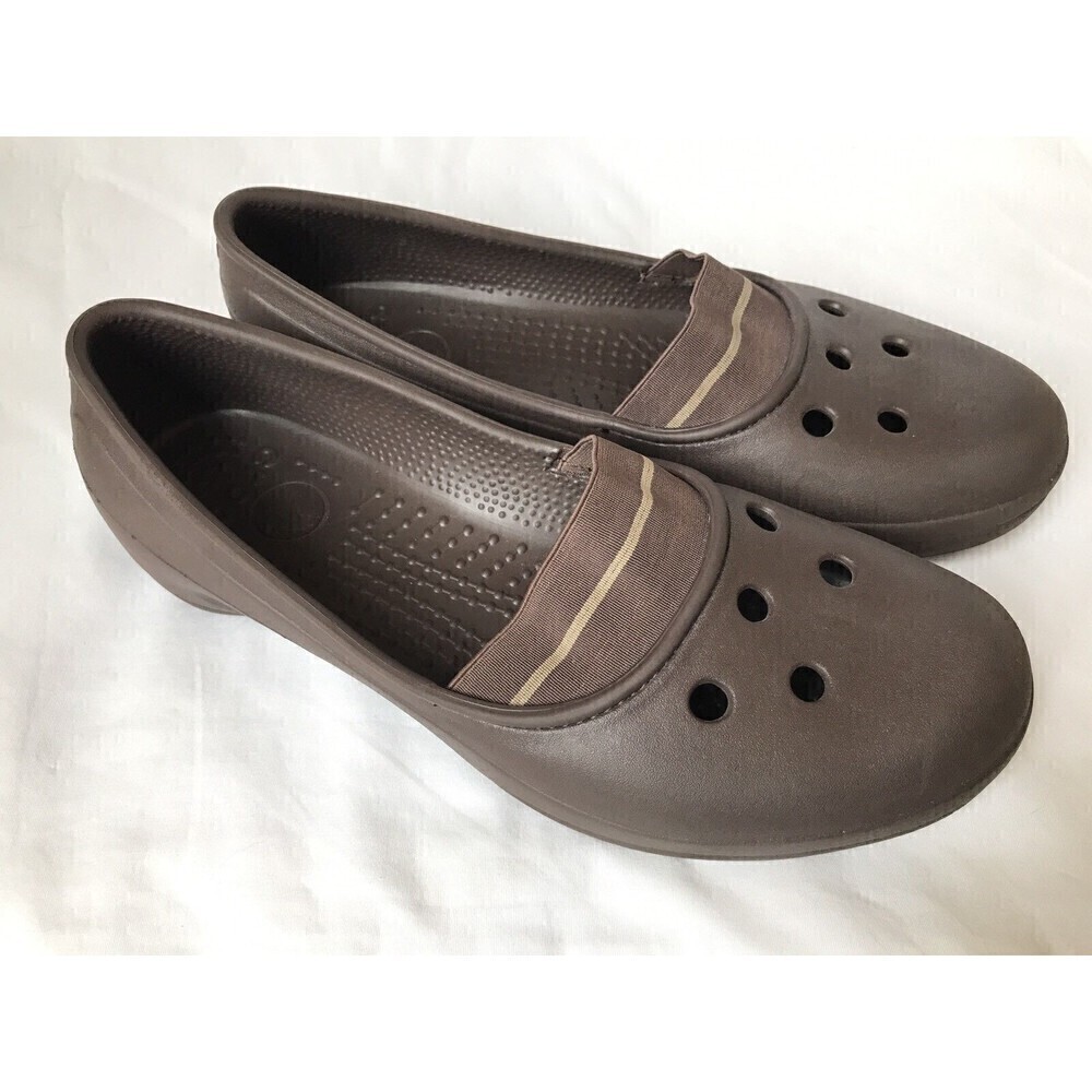 CROCS juneau women’s 10 slip on loafer flats brown closed toe